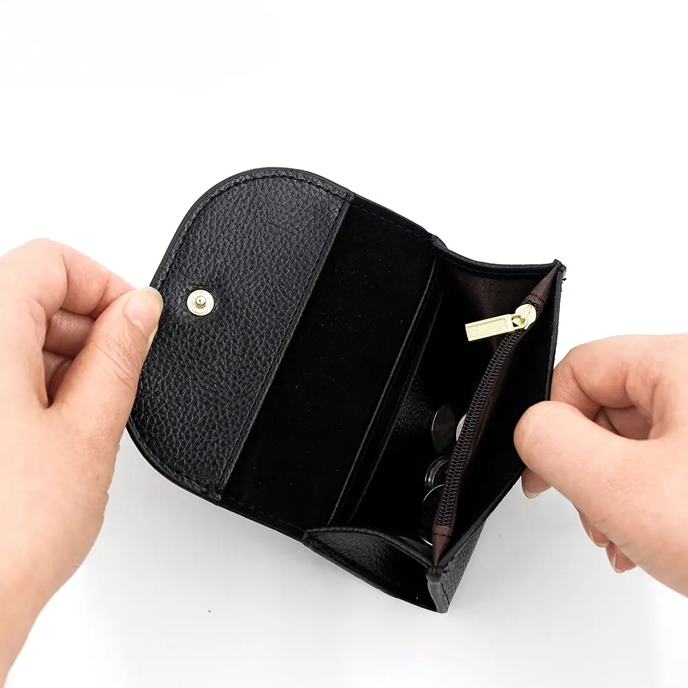 Women's Genuine Leather Compact Wallet - Multi-Pocket Design with Card/Coin Slots & Key Holder, Fashionable Mini Purse