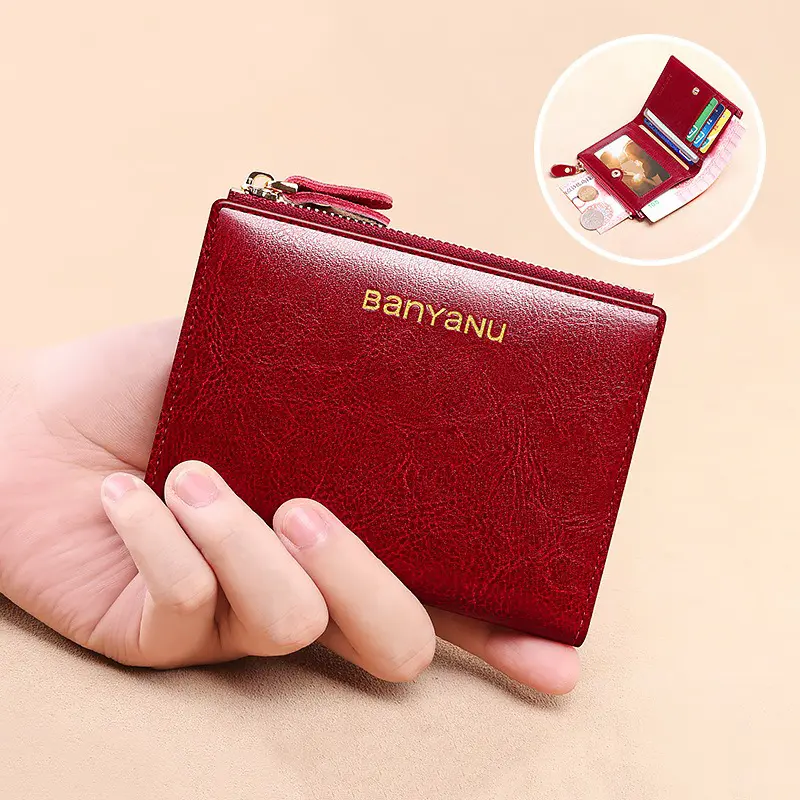 2025 New Fashion Mini Wallet Women Luxury Genuine Leather Wallets Coin Bag Hasp Short Wallet Small Woman Purse RFID Clutch Bag
