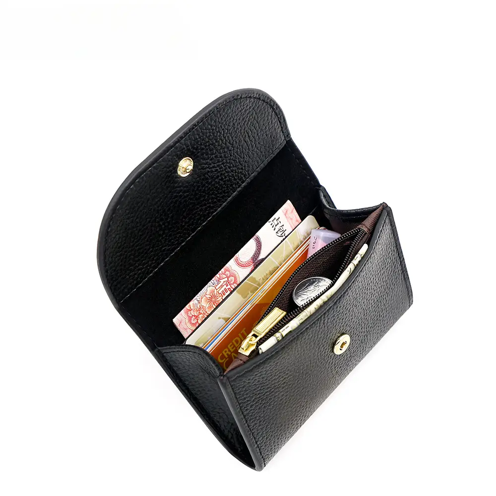 Women's Genuine Leather Compact Wallet - Multi-Pocket Design with Card/Coin Slots & Key Holder, Fashionable Mini Purse