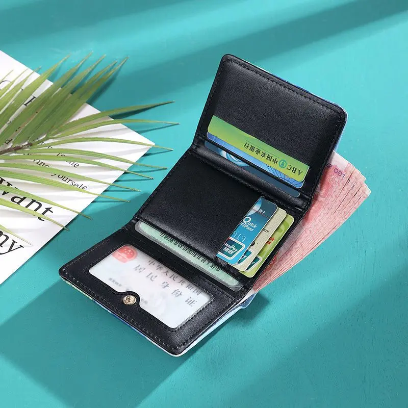 Van Gogh Painting Pattern Wallet Women Folding Leather Short Wallets Niche Design Bank Credit Card Holder Girl's Purse