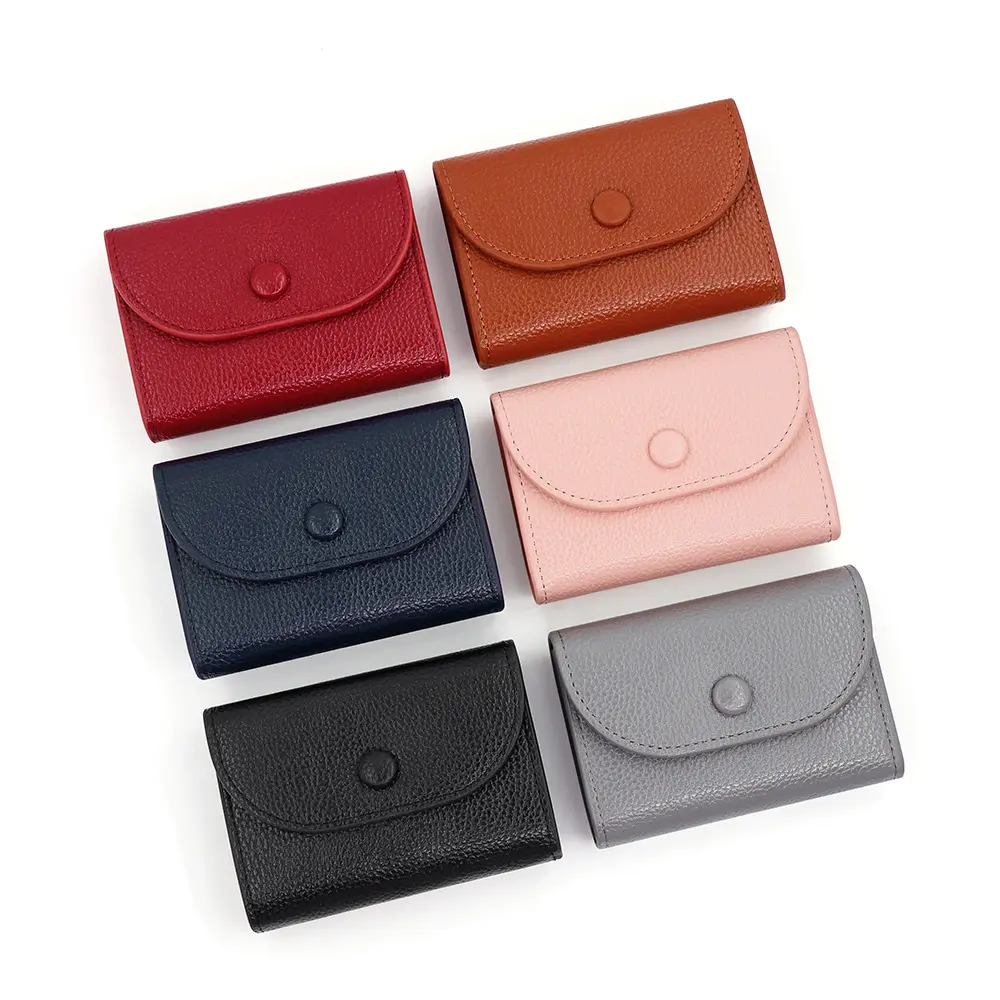 Women's Genuine Leather Compact Wallet - Multi-Pocket Design with Card/Coin Slots & Key Holder, Fashionable Mini Purse