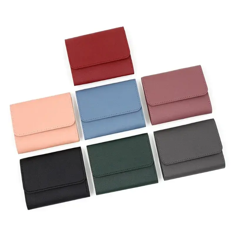 Three Fold Short Clip Wallet Girl Credit Card Holder for PU Leather Coin Purse Female Short Purses Fashion Lady Multi-card Bag