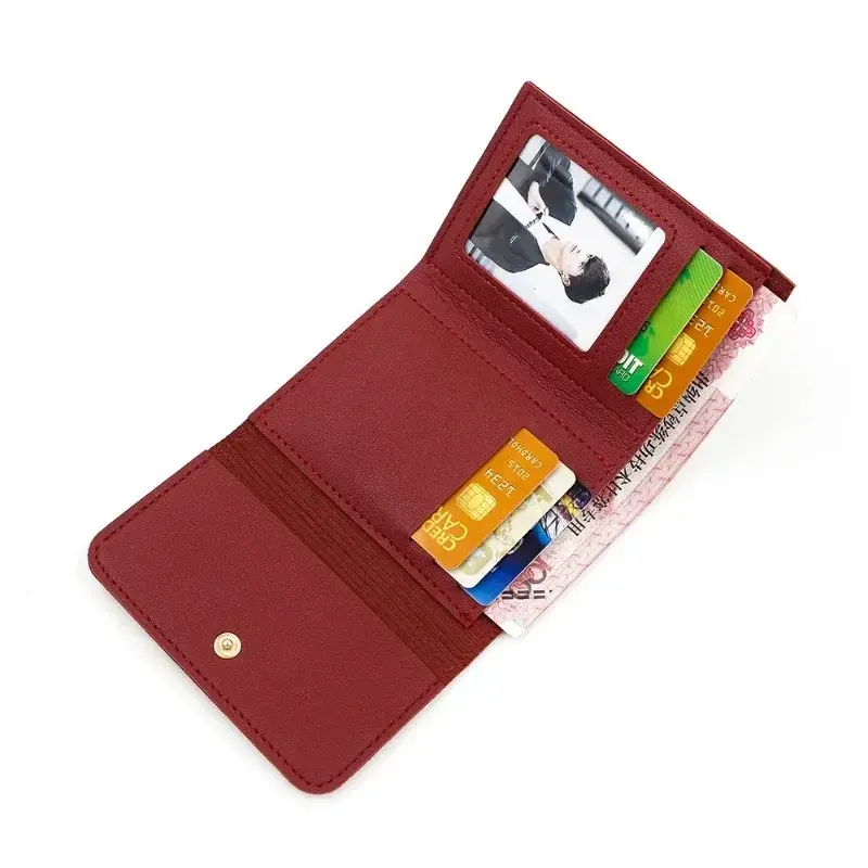 Three Fold Short Clip Wallet Girl Credit Card Holder for PU Leather Coin Purse Female Short Purses Fashion Lady Multi-card Bag