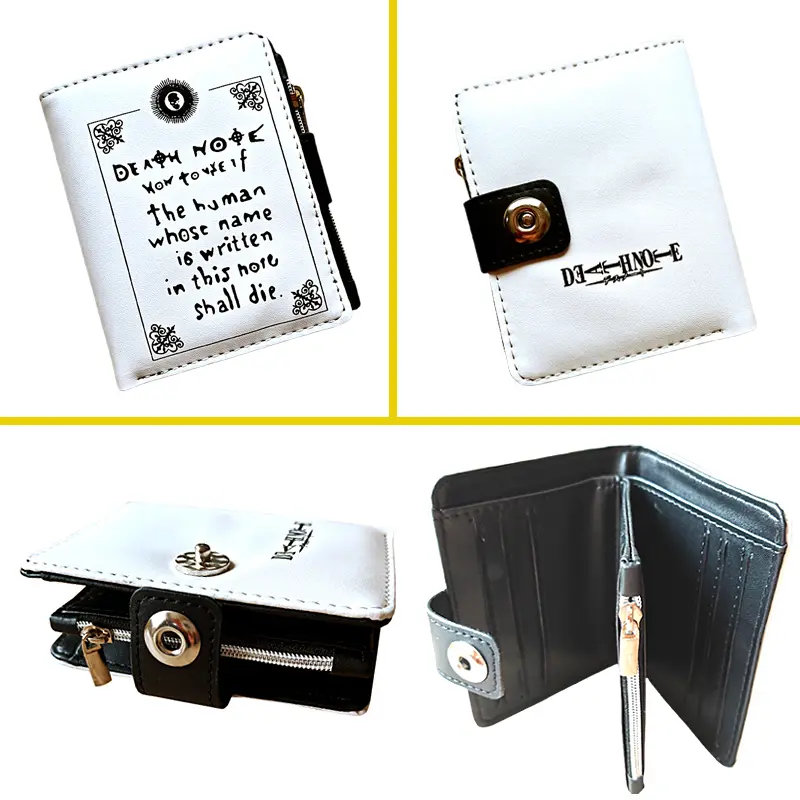 Death Note Anime Black Leather Wallet Men Women Card and Photo Holder Purse Short Design Coin Purse for Cosplay Gift