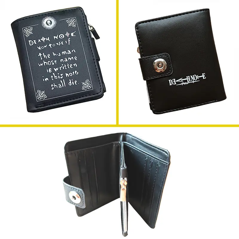 Death Note Anime Black Leather Wallet Men Women Card and Photo Holder Purse Short Design Coin Purse for Cosplay Gift