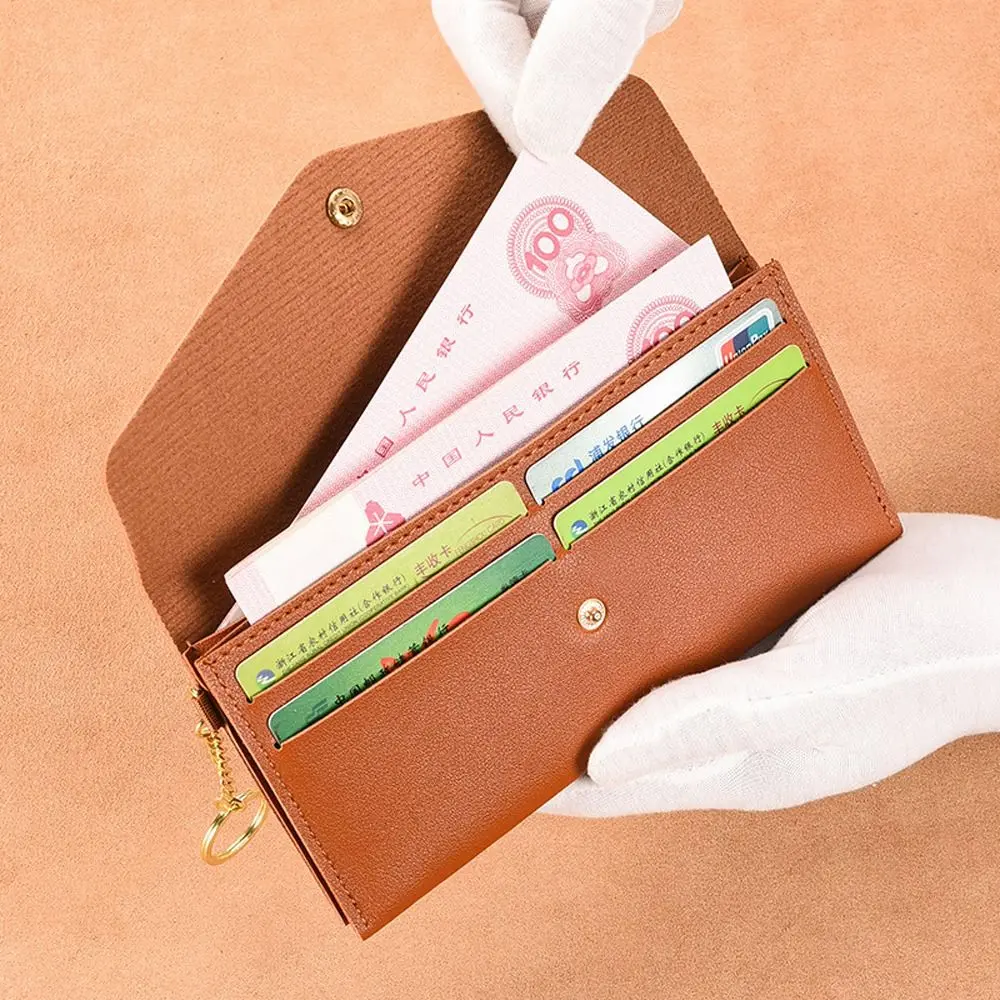 New Fashion Retro Envelope Wallets for Women PU Leather Purses Simple Solid Card Holder Phone Pouch Lady Clutch Coin Purse