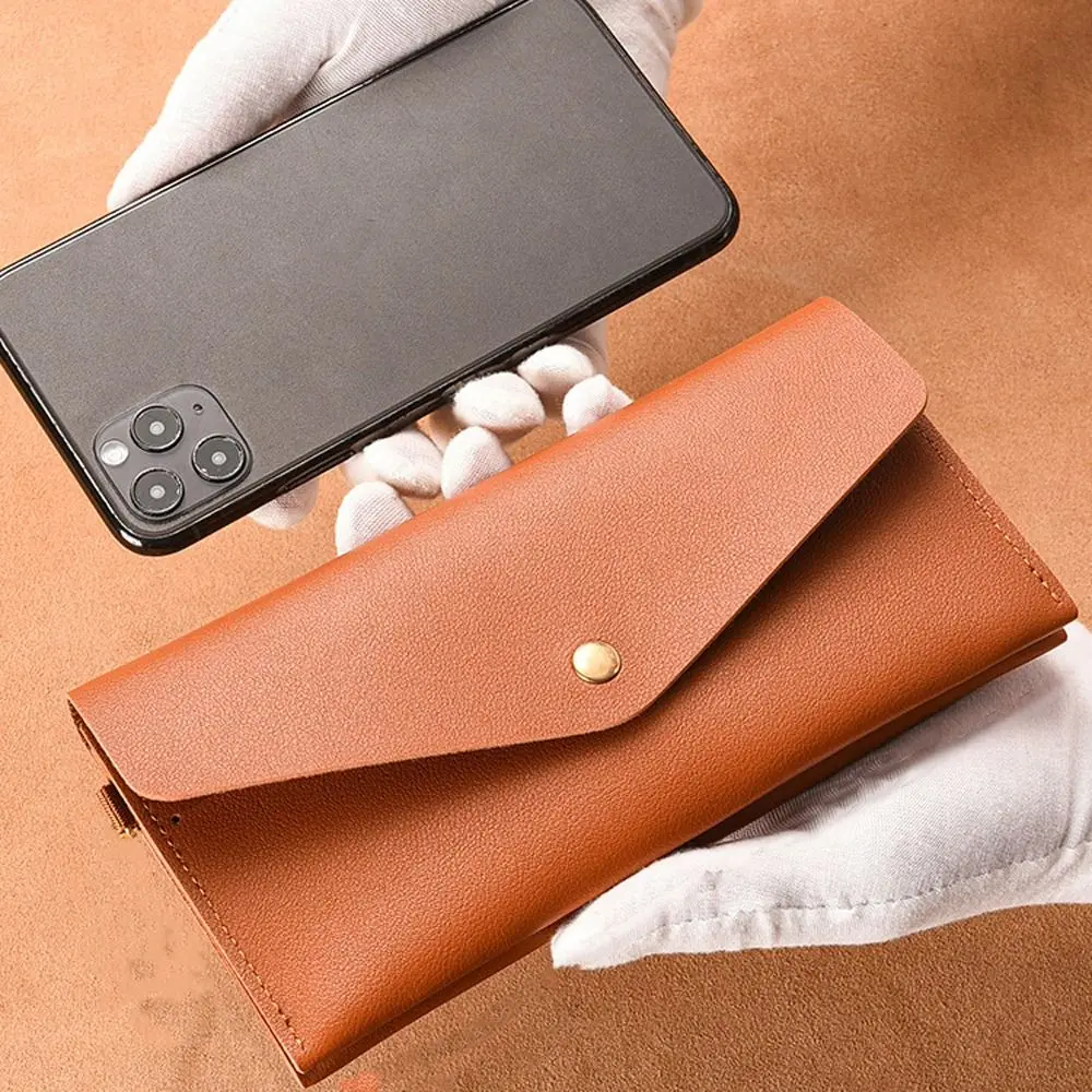New Fashion Retro Envelope Wallets for Women PU Leather Purses Simple Solid Card Holder Phone Pouch Lady Clutch Coin Purse