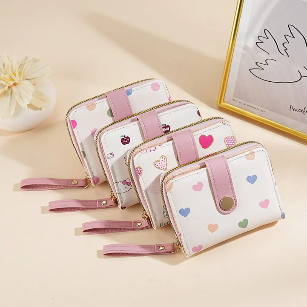 Short Women'S Wallet Simple Cute Kitten Pattern Coin Purse Multi-Functional Card Holder with Multiple Card Slots Money Bag
