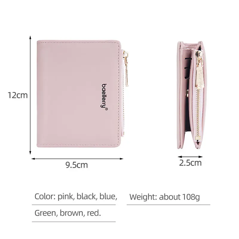 Baellerrery Short Women Wallets Name Engraving Zipper Coin Pocket  Brand Female Wallet High Quality Card Holders Women's Purse