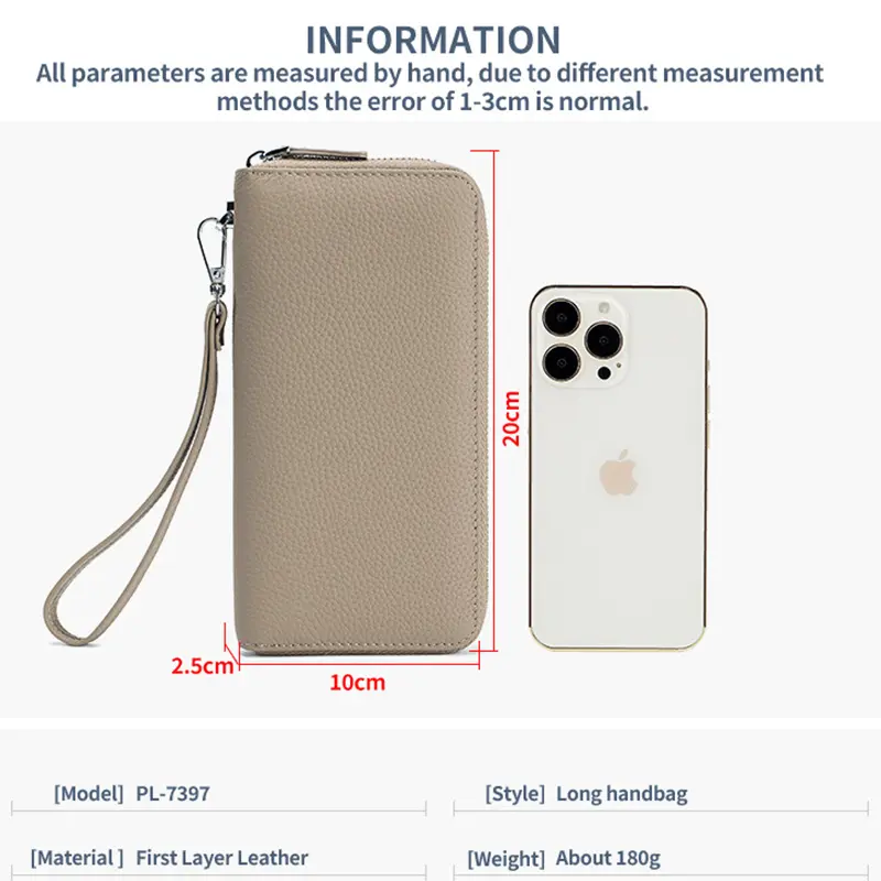 Fashion Female Genuine Leather Wallet Phone Money Holders RFID Blocking Zipper Women Wallets Long Clutch Purse Large Card Holder