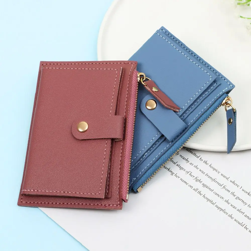 Hot Sale Fashion Mini Coin Purse Women Cute PU Leather Small Money Wallet Solid Color Zipper Credit Card Holder Handbag