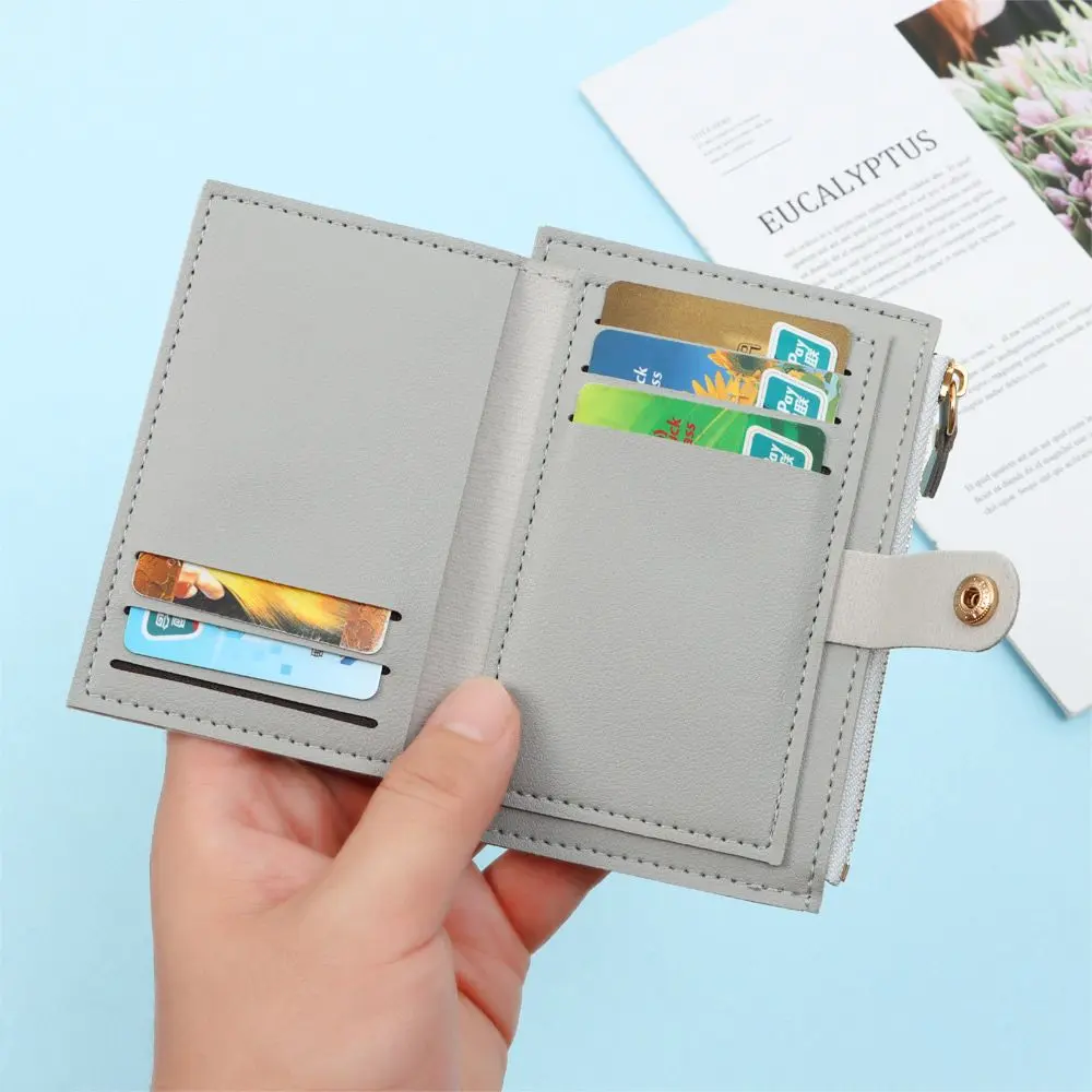 Hot Sale Fashion Mini Coin Purse Women Cute PU Leather Small Money Wallet Solid Color Zipper Credit Card Holder Handbag