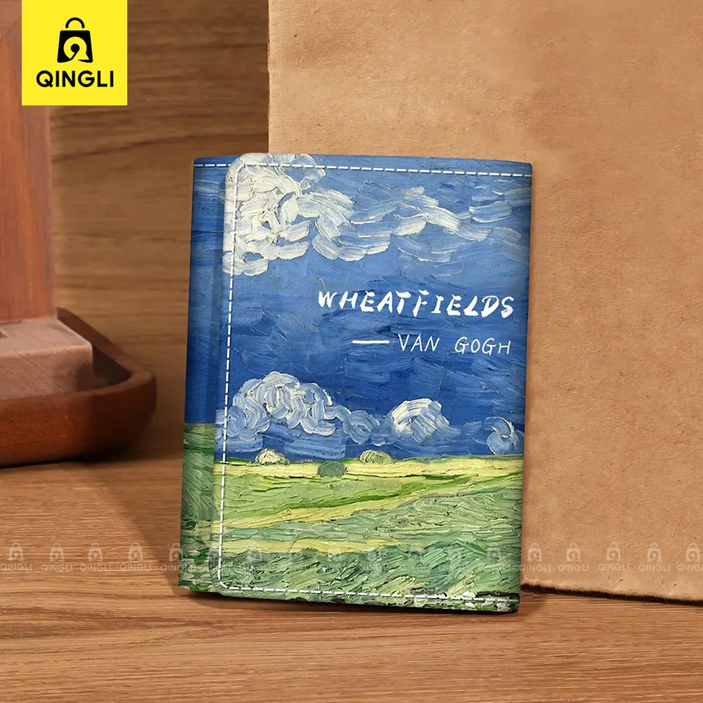 New Wallet for Women Fashion Van Gogh Oil Painting Design Purse Credit Card Bag Female Classic Twice-folded Leather Short Wallet
