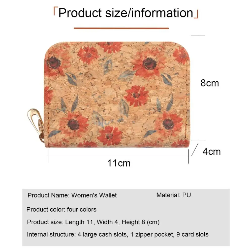 New PU Leather Short Wallet Printed Double Zipper Card Holder Money Bag Women Travel Organizer Mini Pouch Storage Bag