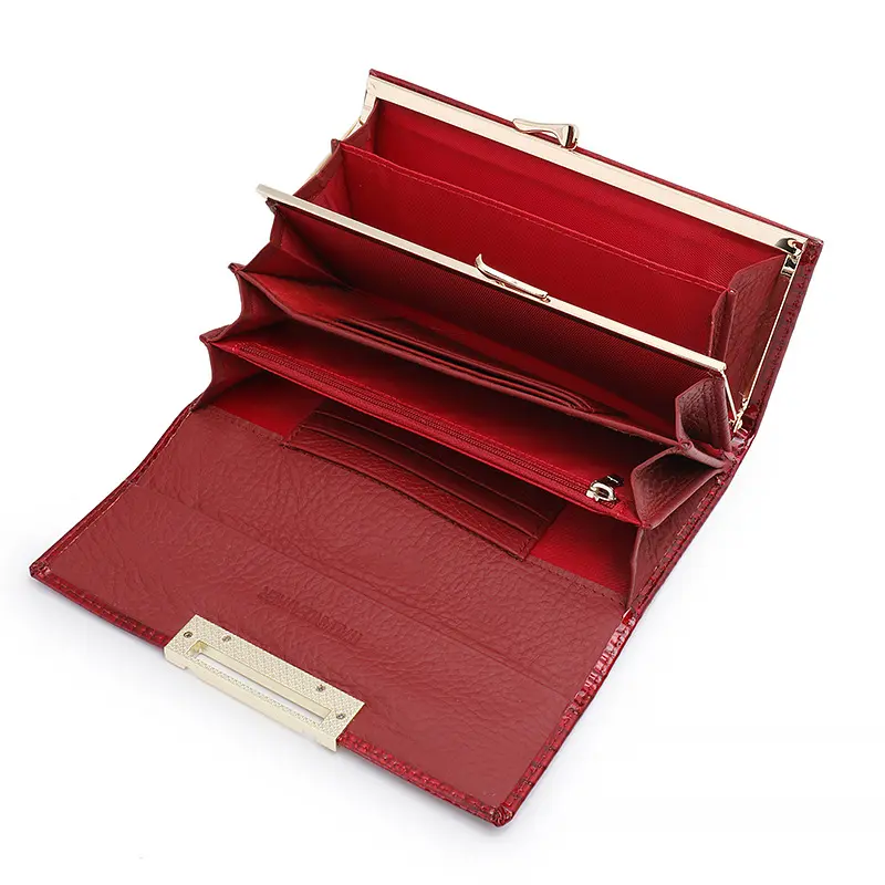Alligator Pattern Genuine Leather Wallet Woman Long Ladies Cowhide Purse Diamond Decorated Card Holder Clutch Bag