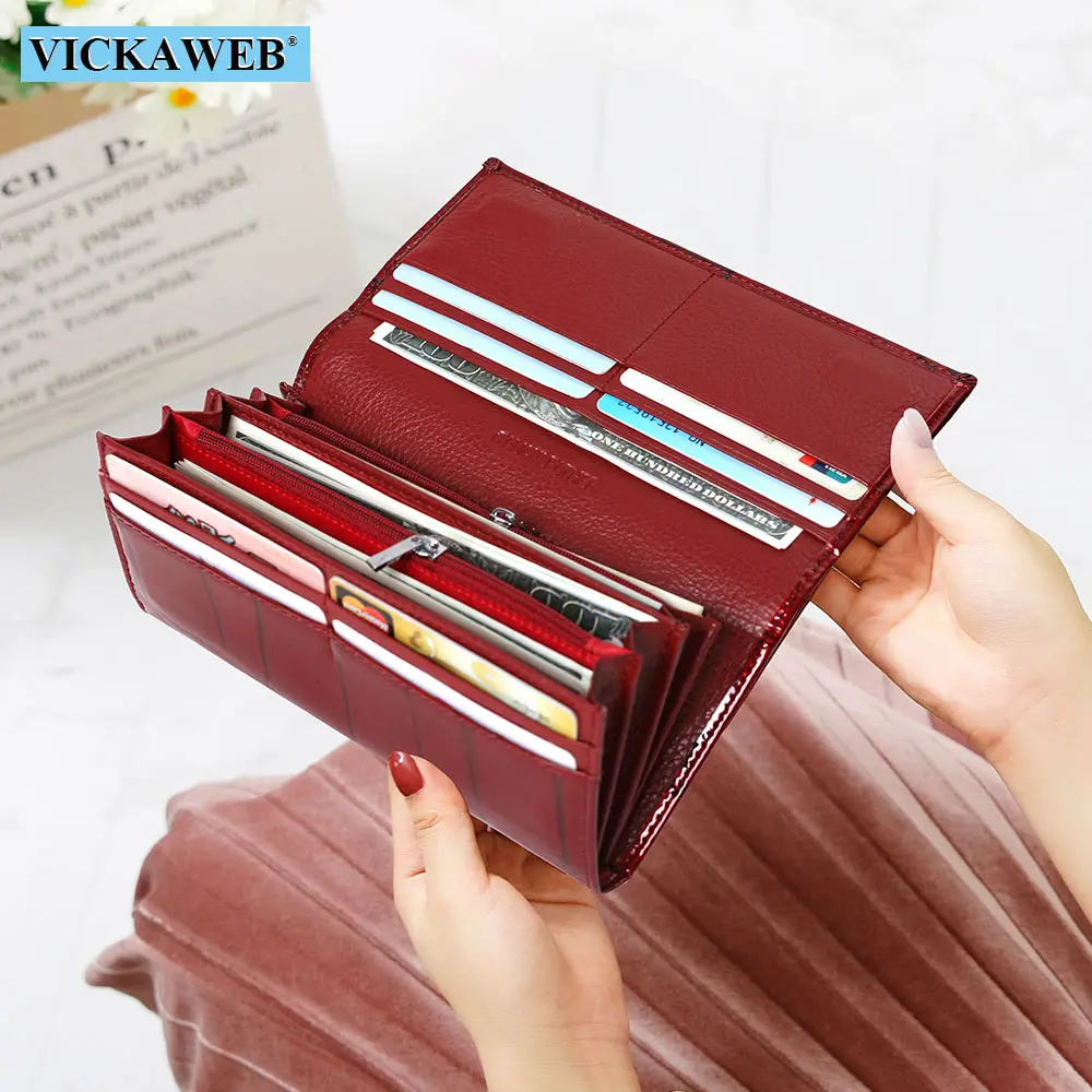 Free Gift Genuine Leather Women Wallet Magnetic Hasp Female Long Purse Ladies Coin Purses Fashion Wallets Women's Money Walet