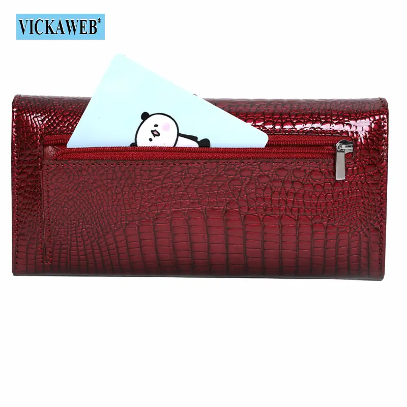 Free Gift Genuine Leather Women's Wallets Long Ladies Double Zipper Wallet Clutch Money Bag Design Purse Fashion Purses VK-AE501