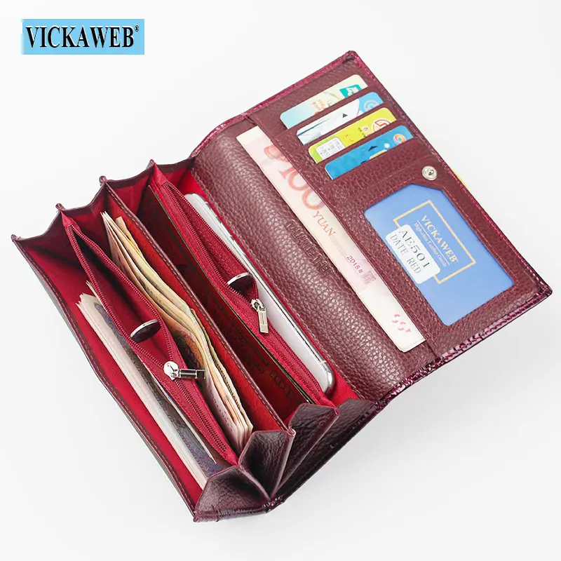 Free Gift Genuine Leather Women's Wallets Long Ladies Double Zipper Wallet Clutch Money Bag Design Purse Fashion Purses VK-AE501