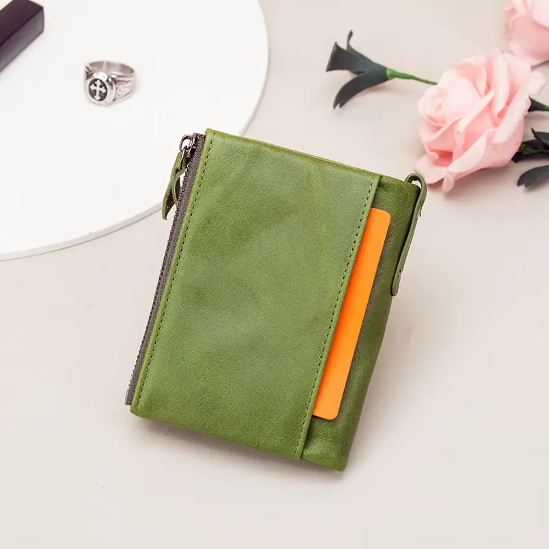 CONTACT'S Genuine Leather Fashion Purses for Woman Bifold Short Purses Credit Card Holder Wallets Leather Coin Purse Money Clip