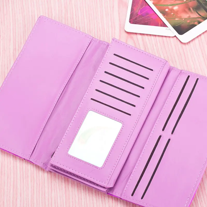 Trendy Retro Women's PU Leather Long Wallet – Frosted European Style, Multi-Card Holder, Fashion Buckle Clutch Purse