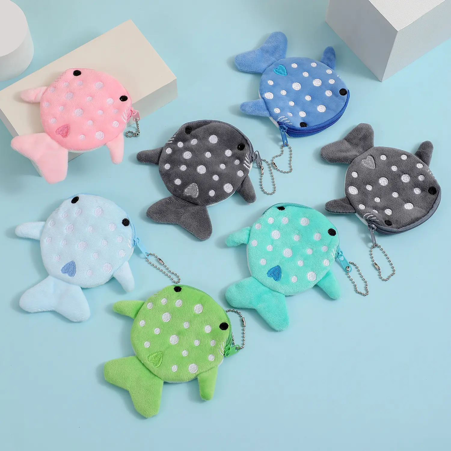 Cartoon Cute Whale Shark Coin Purse Kawaii Wallet Portable Plush Coin Bag Key Earphone Coin Organizer Pouch Zipper Bag kids Gift