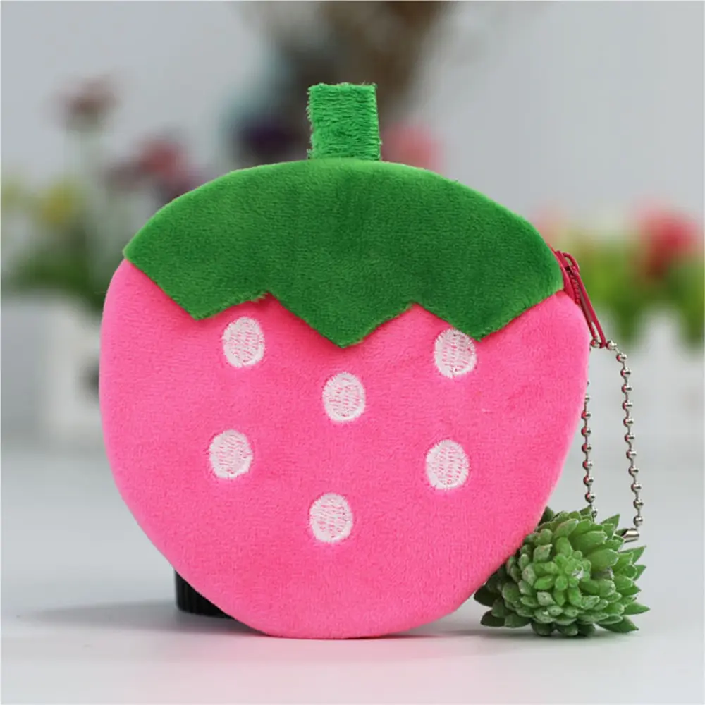 Women Kids Cute Watermelon Coin Purse Lovely Plush Zipper Coin Wallet Purse Key Bag Fruit Wallet Students Pen Pencil Case Bag