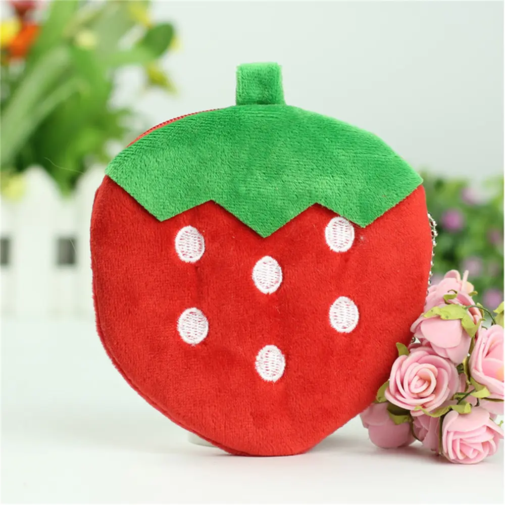Women Kids Cute Watermelon Coin Purse Lovely Plush Zipper Coin Wallet Purse Key Bag Fruit Wallet Students Pen Pencil Case Bag