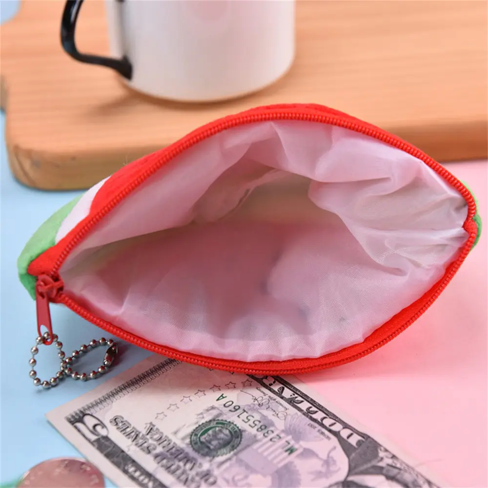 Women Kids Cute Watermelon Coin Purse Lovely Plush Zipper Coin Wallet Purse Key Bag Fruit Wallet Students Pen Pencil Case Bag
