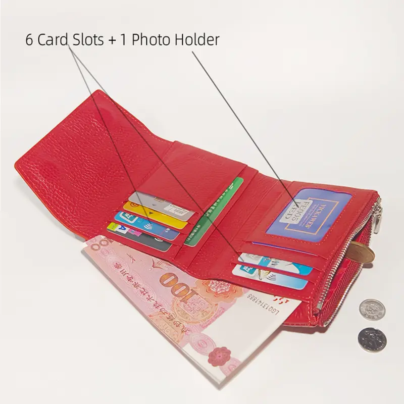 Free Gift Genuine Leather Short Wallet for Women Fashion Card Holder Money Clip Female Coin Purses Women's Mini Wallets