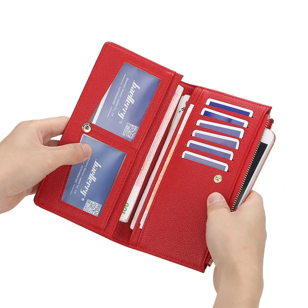 Baellerry Multi-Function Phone Clutch Gift - 2025 Women's PU Wallet with Wrist Strap, Easy-Swipe Phone Compartment (No RFID)