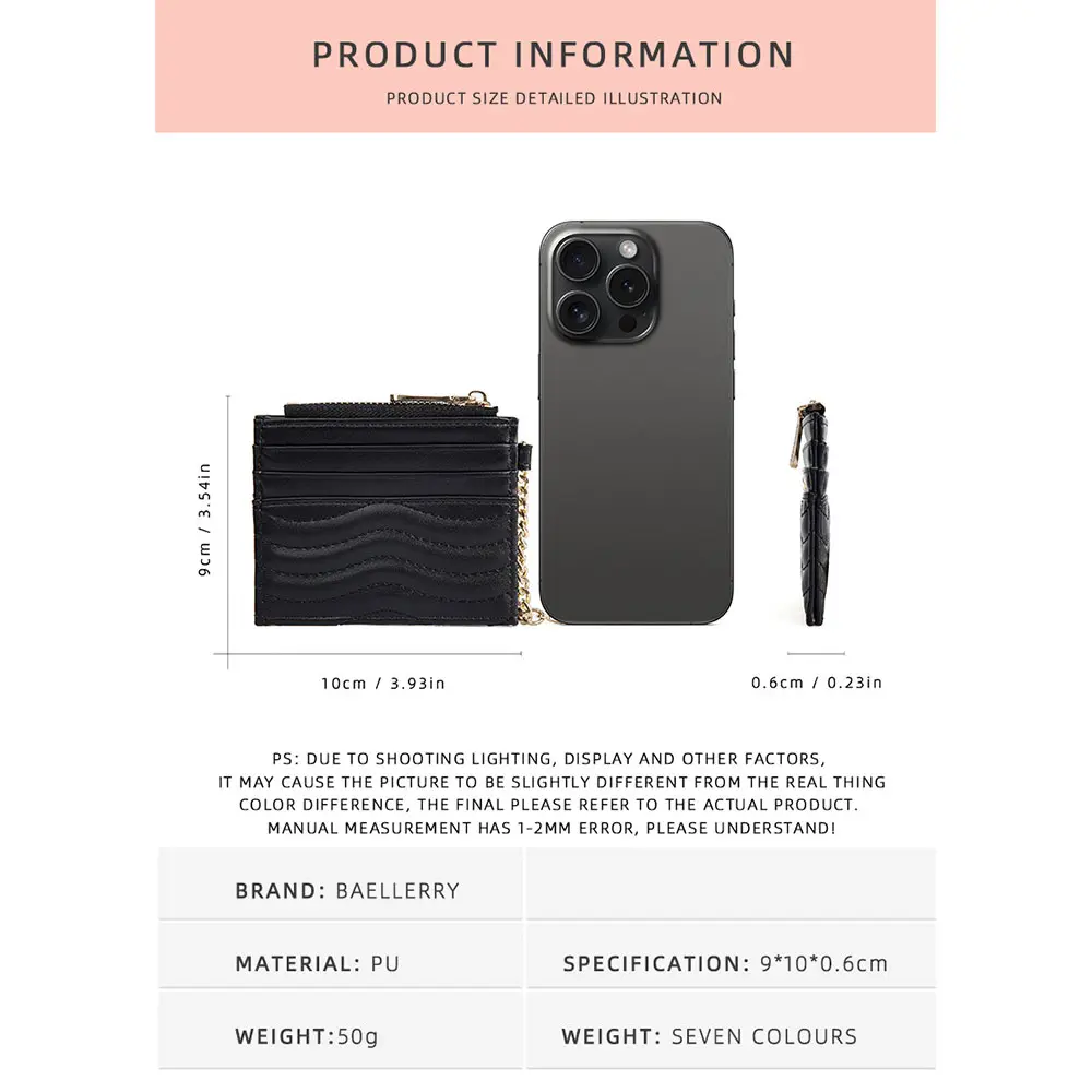Baellerry High Quality Women Card Wallets New Short Card Holder Female Purses Zipper Coin Pocket Simple Slim Women's Money Clips