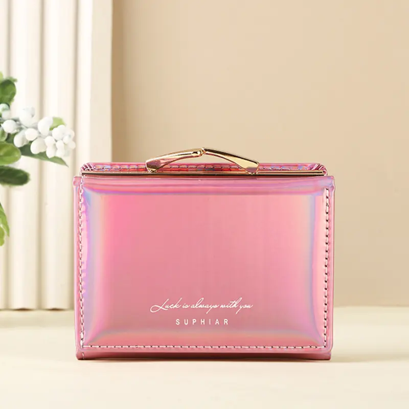 Women's	Wallets Fashion Rainbow Credit Card Holder Purses with Coin Pocket for Women Portable Short PU Leather Cute Wallet