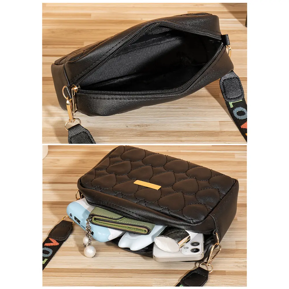 Women's Lattice Embroidery Crossbody Bag Retro Solid Color Small Messenger Bag Shoulder Bags Phone Pouch Zipper Female Handbag