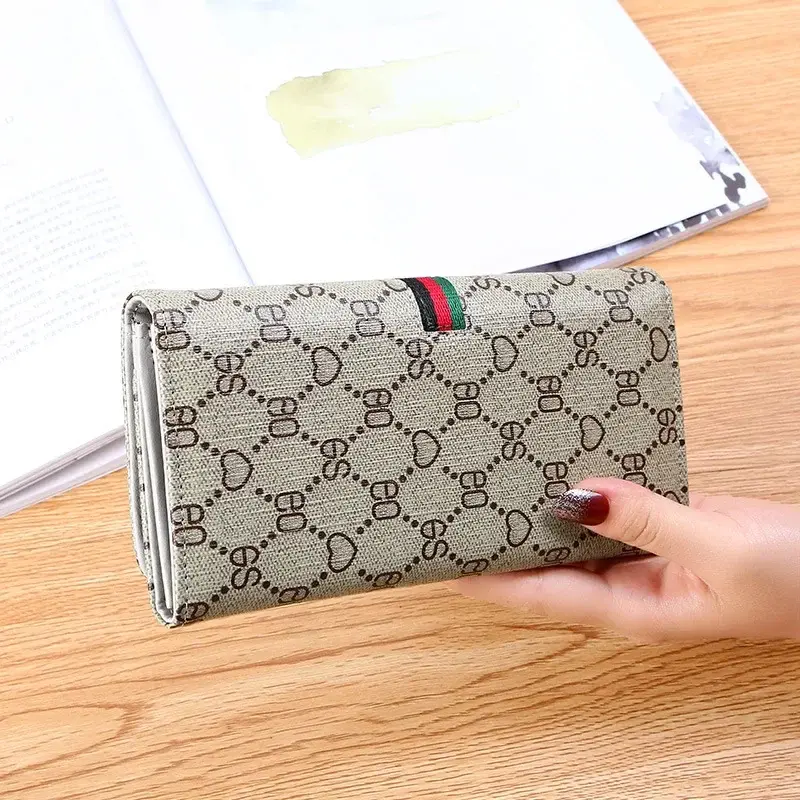 New European and American wallet women's long simple multi-functional buckle soft wallet fashion women's bag long clutch