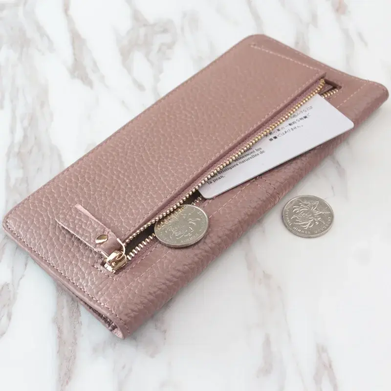Women Wallets Genuine Leather Women Long Wallet Fashion Zipper Bag Multicolor Wallet Splicing Wild Coin Purse Billetera Mujer