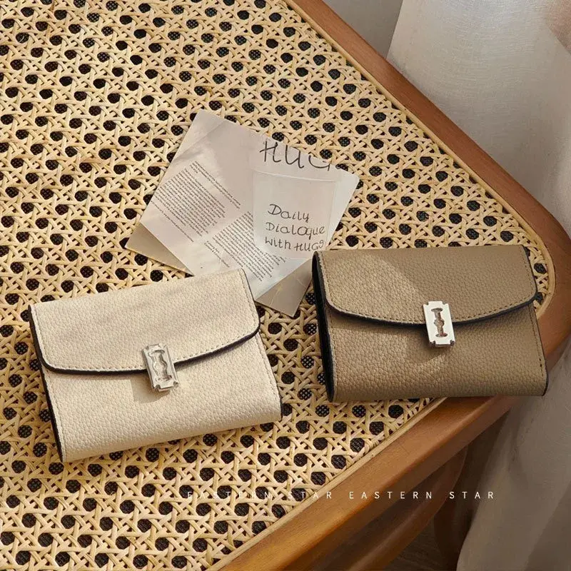 PU Leather Wallets for Women Short Purses Female Plaid Purses Card Holder Wallet Fashion Woman Metal Buckle Wallet Clutch Bag