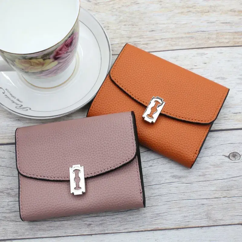 PU Leather Wallets for Women Short Purses Female Plaid Purses Card Holder Wallet Fashion Woman Metal Buckle Wallet Clutch Bag