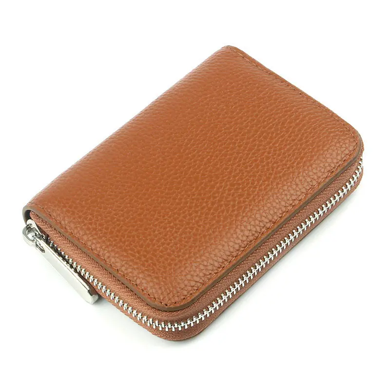 Free Custom Letters Genuine Japanese style Top Layer Cowhide Men's Short Zipper Wallet Women's Coin Purse