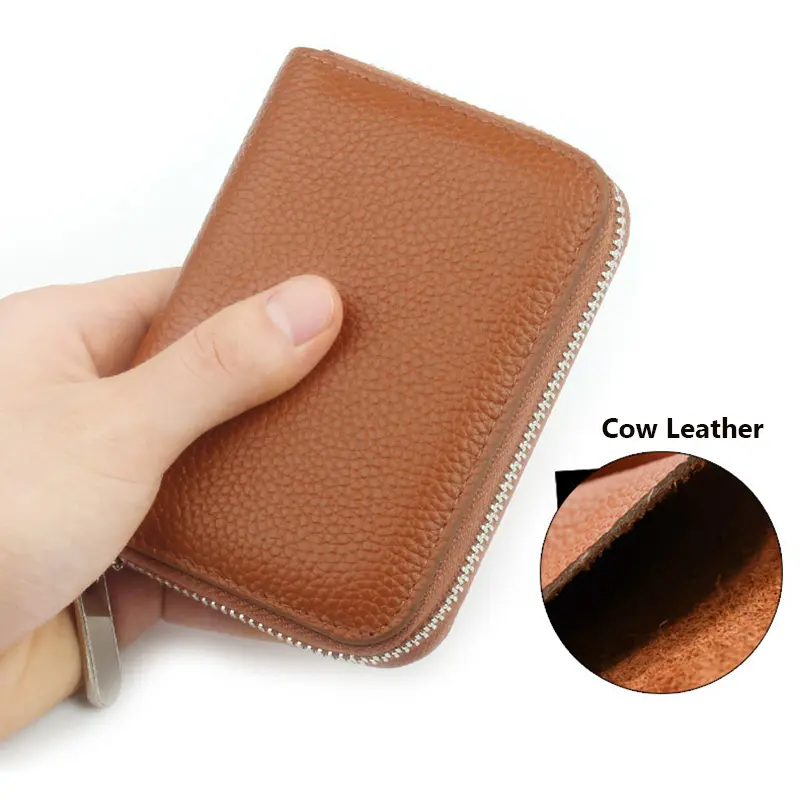 Free Custom Letters Genuine Japanese style Top Layer Cowhide Men's Short Zipper Wallet Women's Coin Purse