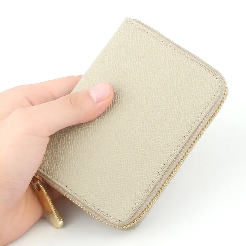 New Arrivals Free Custom Initial Letters Genuine Saffiano Leather Wallet Zipper Luxury Men Women Short Purse Bifold T Coin Purse