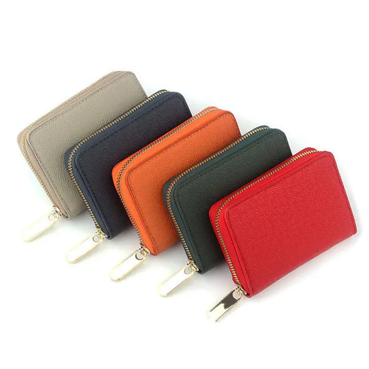 New Arrivals Free Custom Initial Letters Genuine Saffiano Leather Wallet Zipper Luxury Men Women Short Purse Bifold T Coin Purse