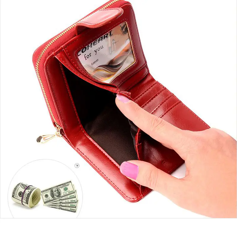 Women's Leather Wallet For Credit Card Female Coin Purse Fashion Clutch bag Zipper small wallet Women Wallets cartera mujer