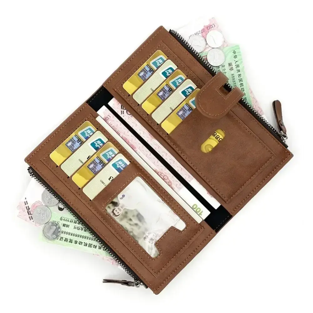 New Vintage Women's Long Wallet European and American Fashion Mobile Phone Bag PU Pido Card Clutch Coin Purse