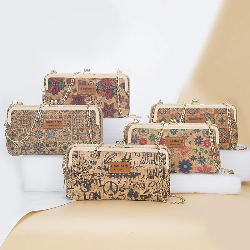 Fashion New Women Wallets Wood Grain Chain Long High Quality Phone Holder Classic Female Purse Zipper Wallet Mini Shoulder Bag
