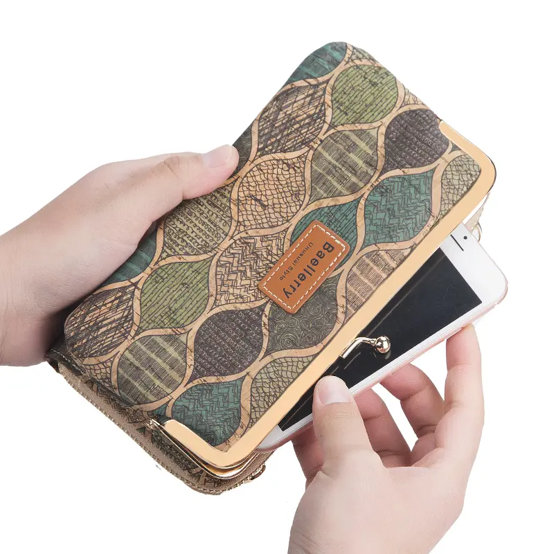 Fashion New Women Wallets Wood Grain Chain Long High Quality Phone Holder Classic Female Purse Zipper Wallet Mini Shoulder Bag