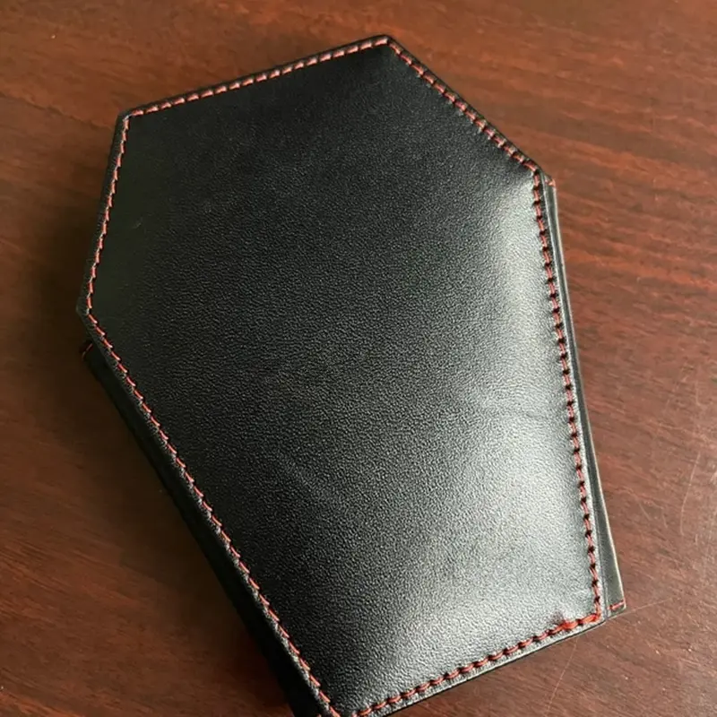 Dark Style Coffin Design Coin Purse Halloween Pattern Clutch Zipper Wallet PU Leather Trendy Purse