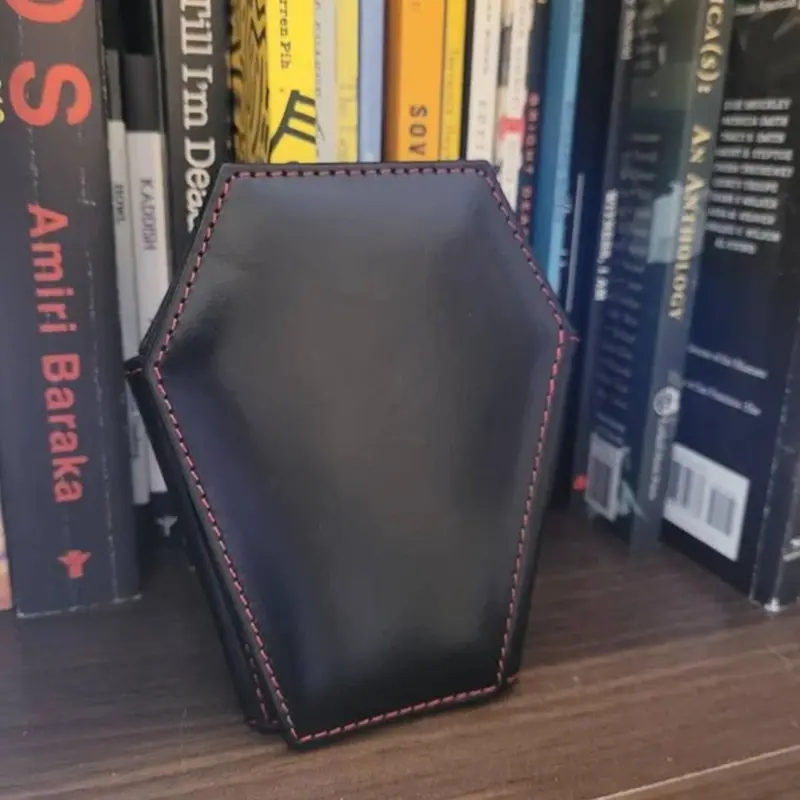 Dark Style Coffin Design Coin Purse Halloween Pattern Clutch Zipper Wallet PU Leather Trendy Purse