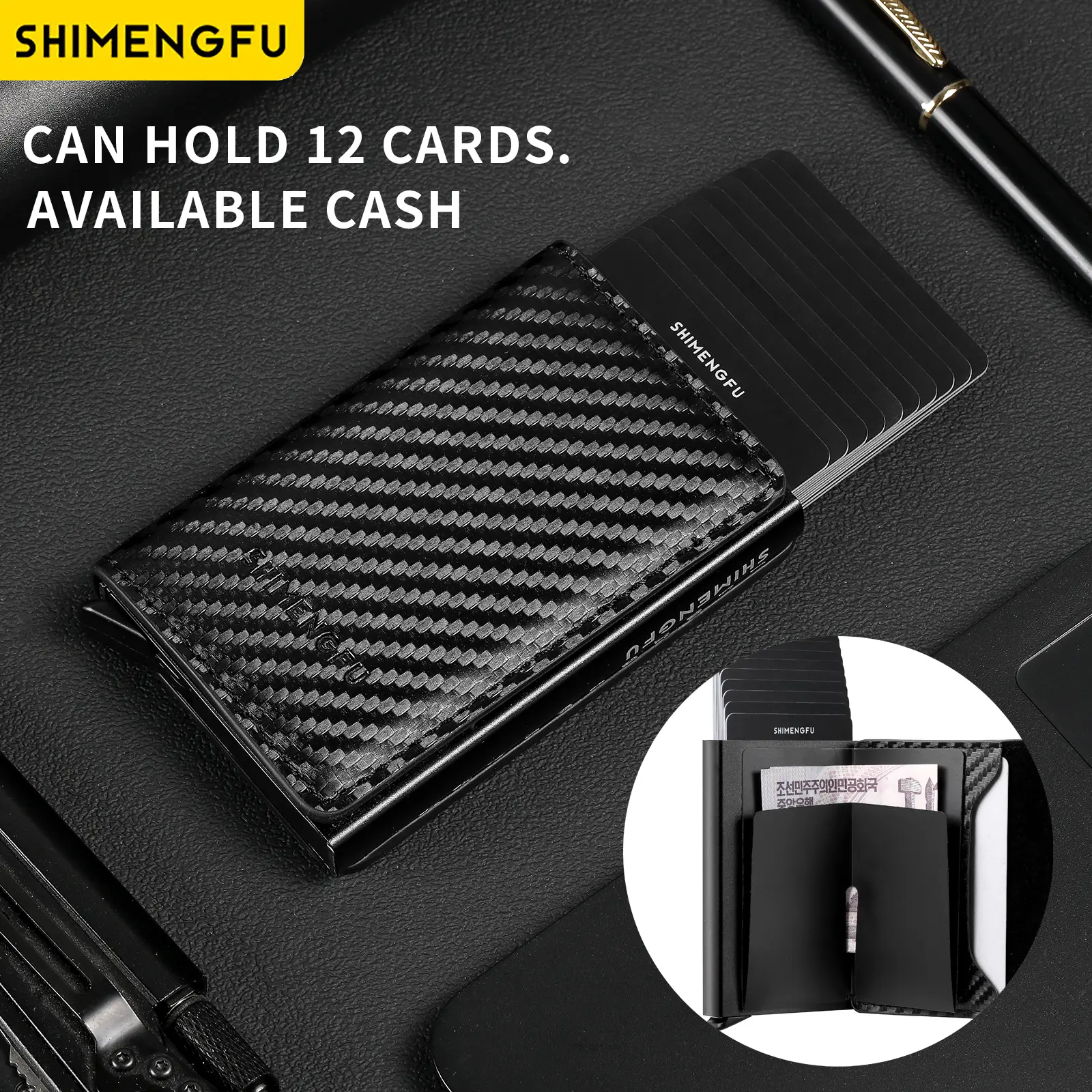 Promotions Pop Up PU Leather Metal Wallet Vintage Crazy Horse Card Case RFID Blocking Automatic Aluminium Credit Card Holder