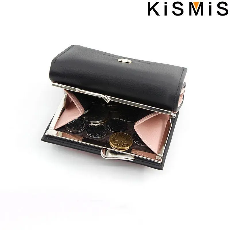 KISMIS Women's Short Wallet - Small Coin Purse with Hasp and Zipper, Cute Ladies' Card Purses