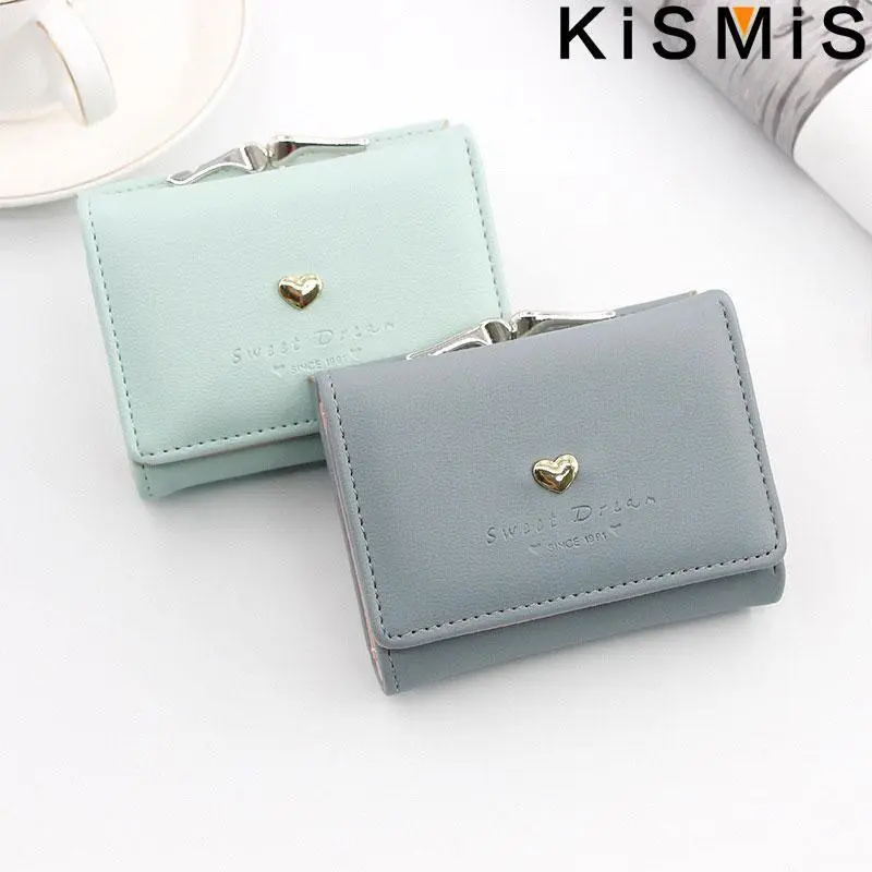 KISMIS Women's Short Wallet - Small Coin Purse with Hasp and Zipper, Cute Ladies' Card Purses